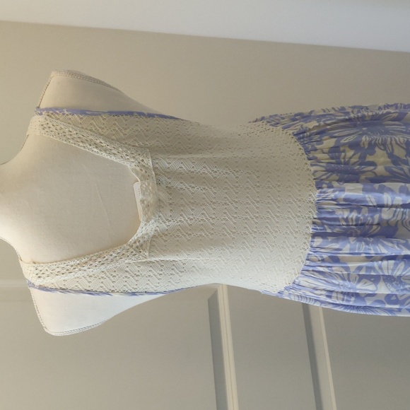 New! Free people slip on boho-chick tier  cornflower combo maxi dress sz S lilac - Picture 10 of 15